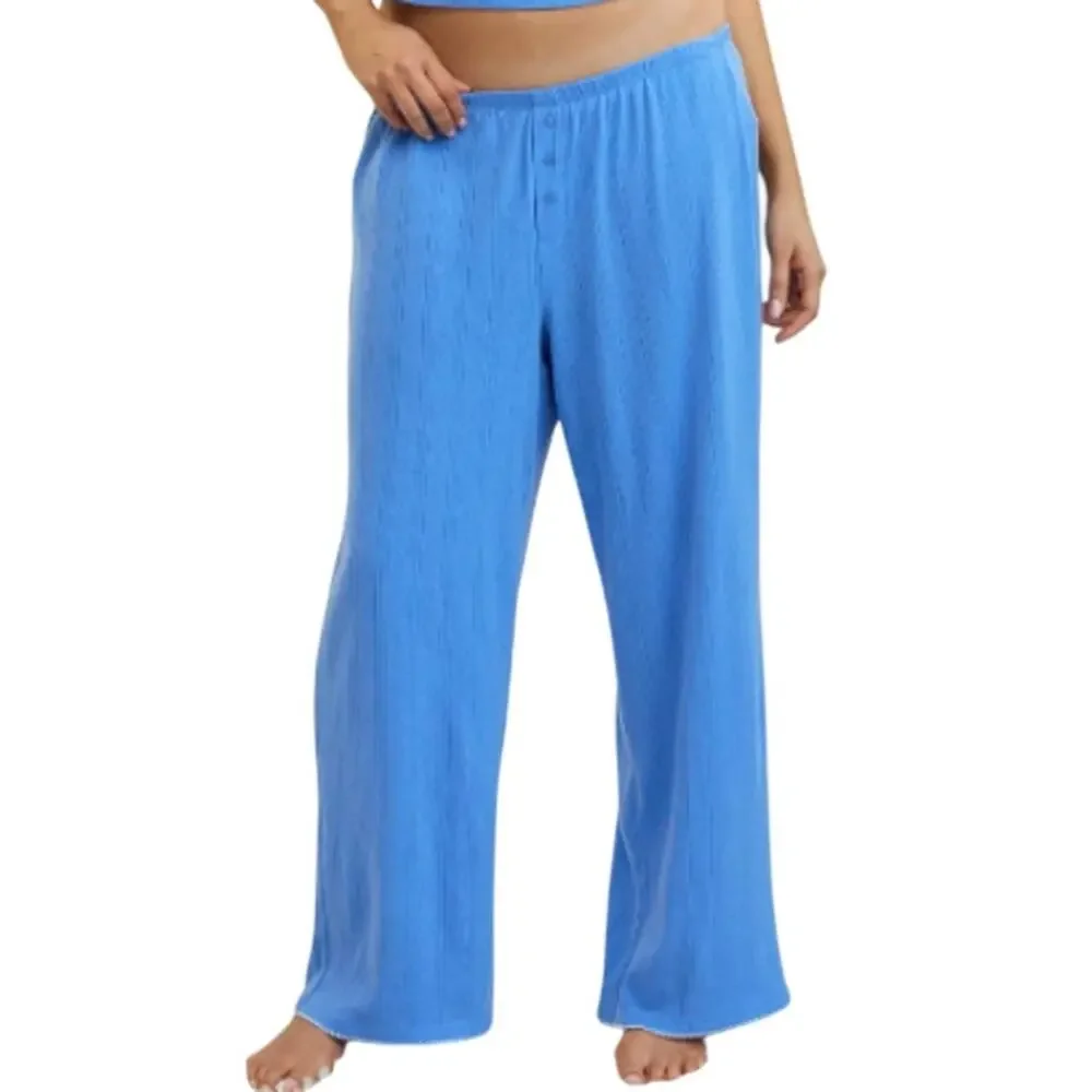 Aerie Off-Duty Pointelle Periwinkle Trouser PJ Womens Small - Picture 1 of 4